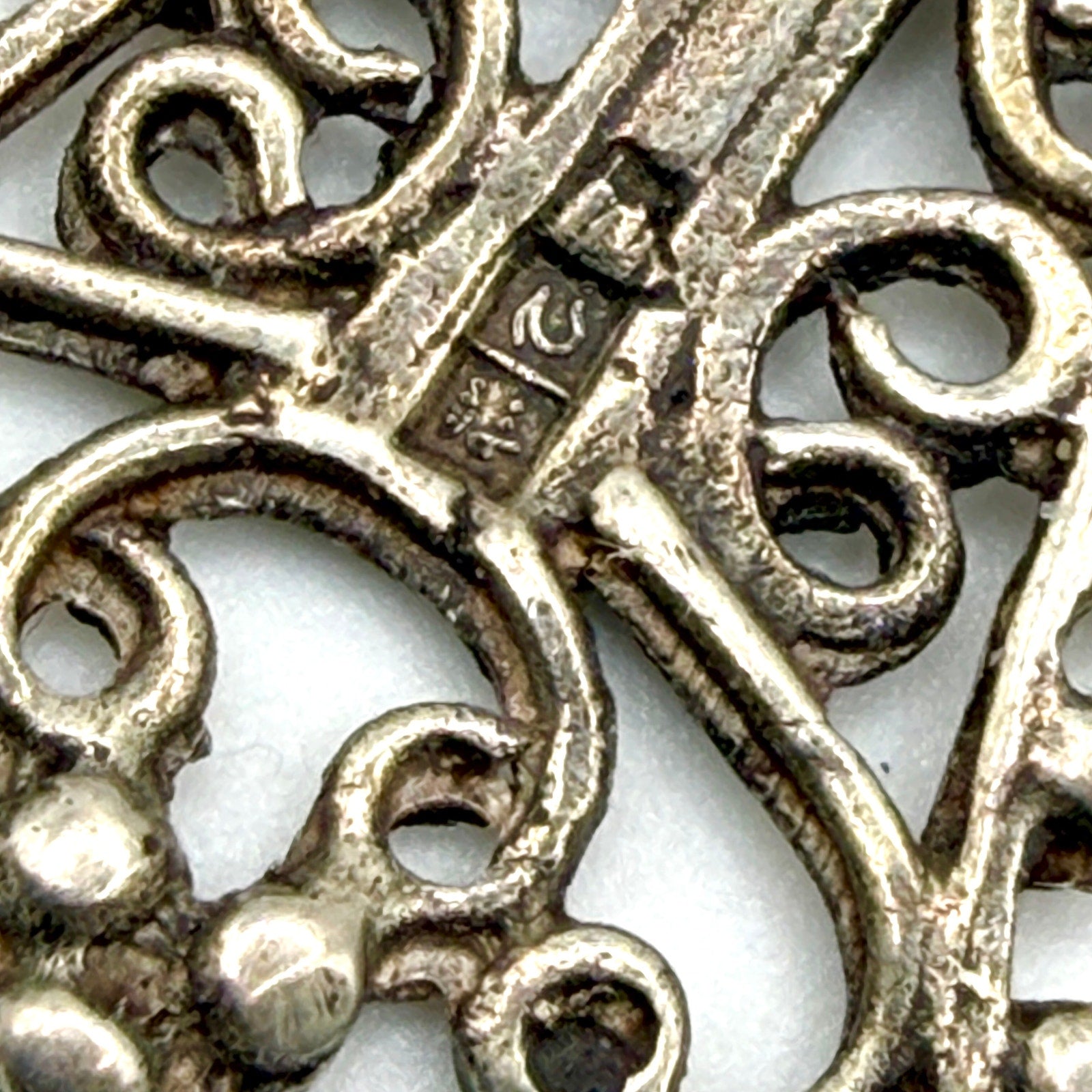 Vintage 80s Barcelona Spain Sterling Silver Stamped Filigree Post Earrings