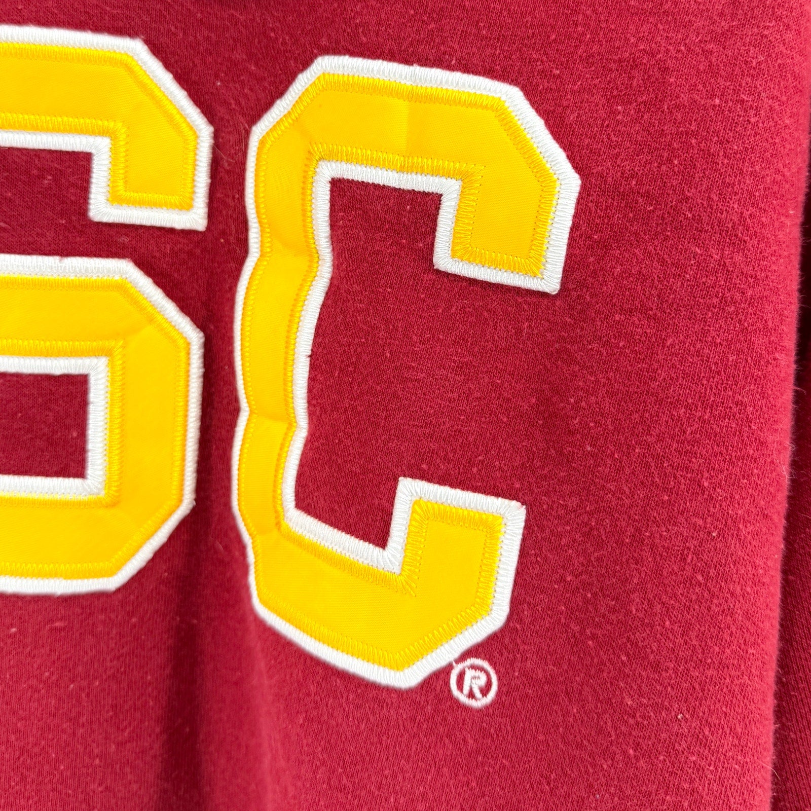 Heritage Red Yellow USC Collegiate Embroidered Patch Crewneck Sweatshirt