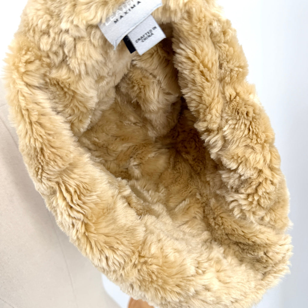 Vintage Y2K Wilsons Leather Maxima Beige Genuine Suede Faux Fur Bucket Hat