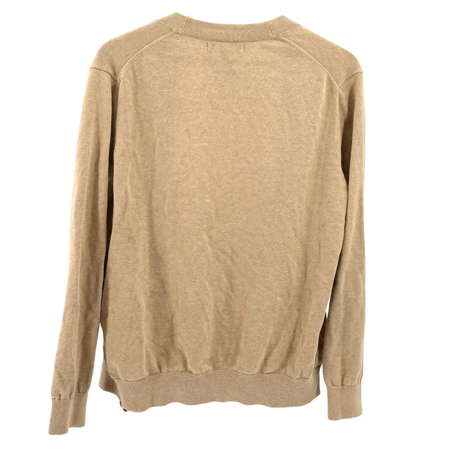 Tommy Hilfiger Camel Tan 100% Cotton Magnetic Snap Cardigan Sweater