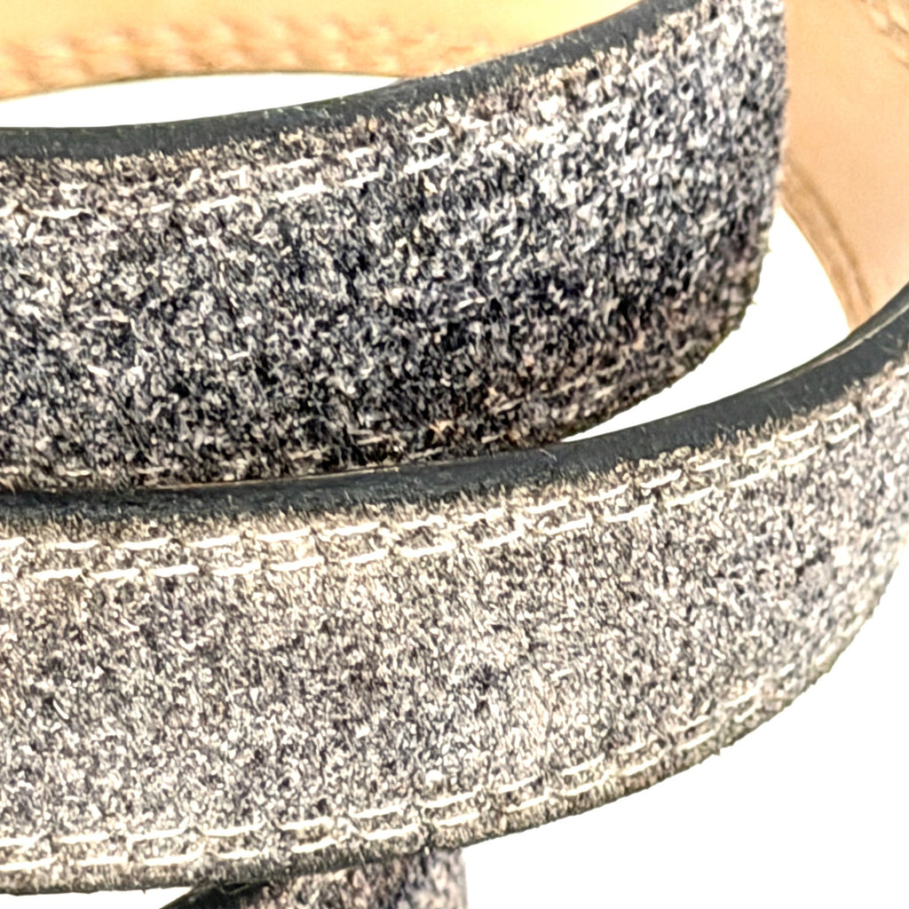 Vintage 90s Gotcha Covered Grey Brushed Genuine Leather Western Tipped Belt