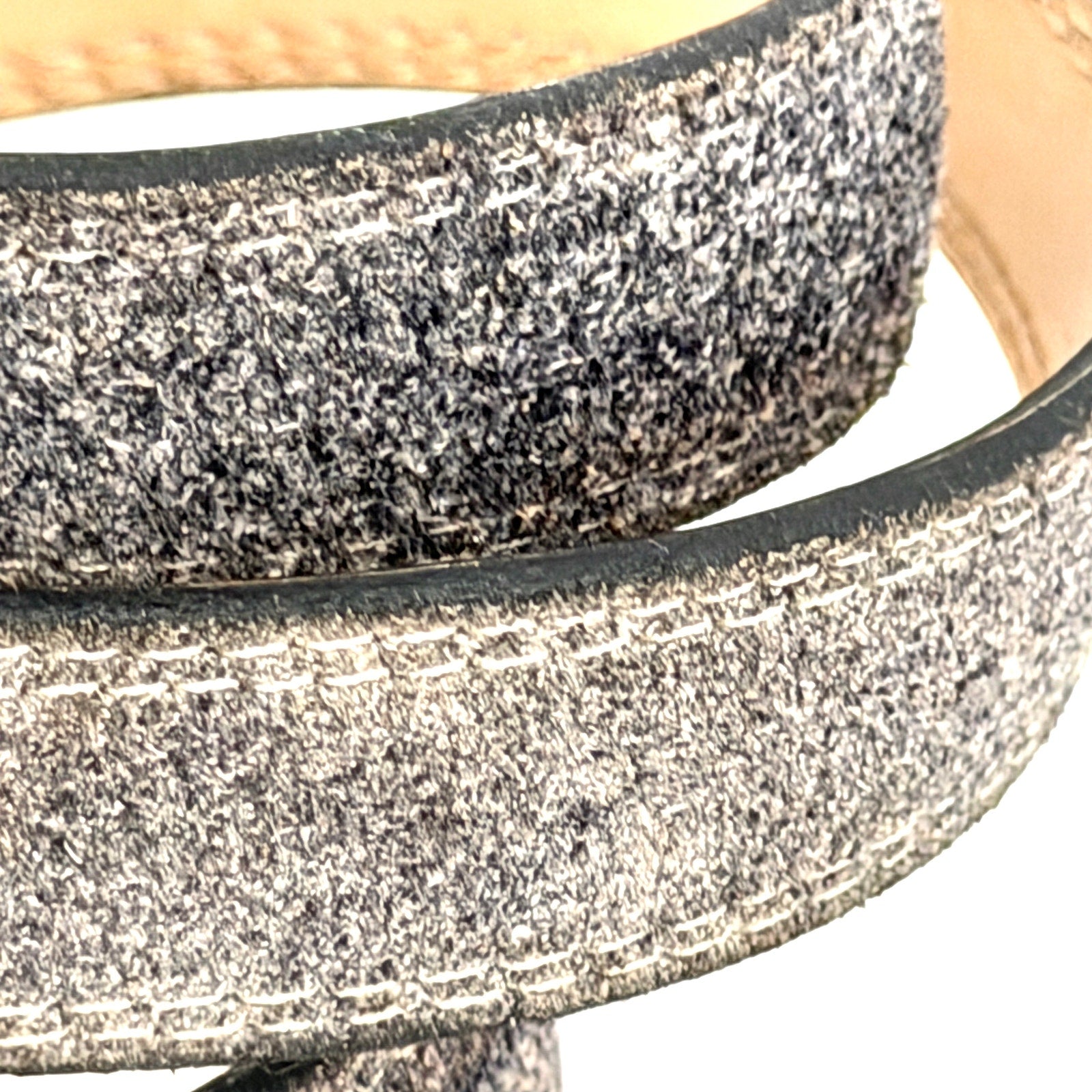 Vintage 90s Gotcha Covered Grey Brushed Genuine Leather Western Tipped Belt