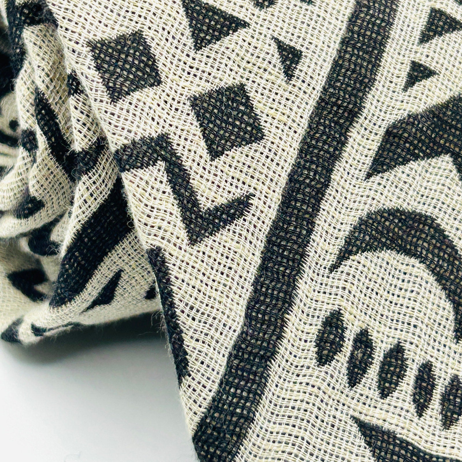 Vintage 90s Prochownick Black Cream Tribal Geometric Abstract Wide Necktie