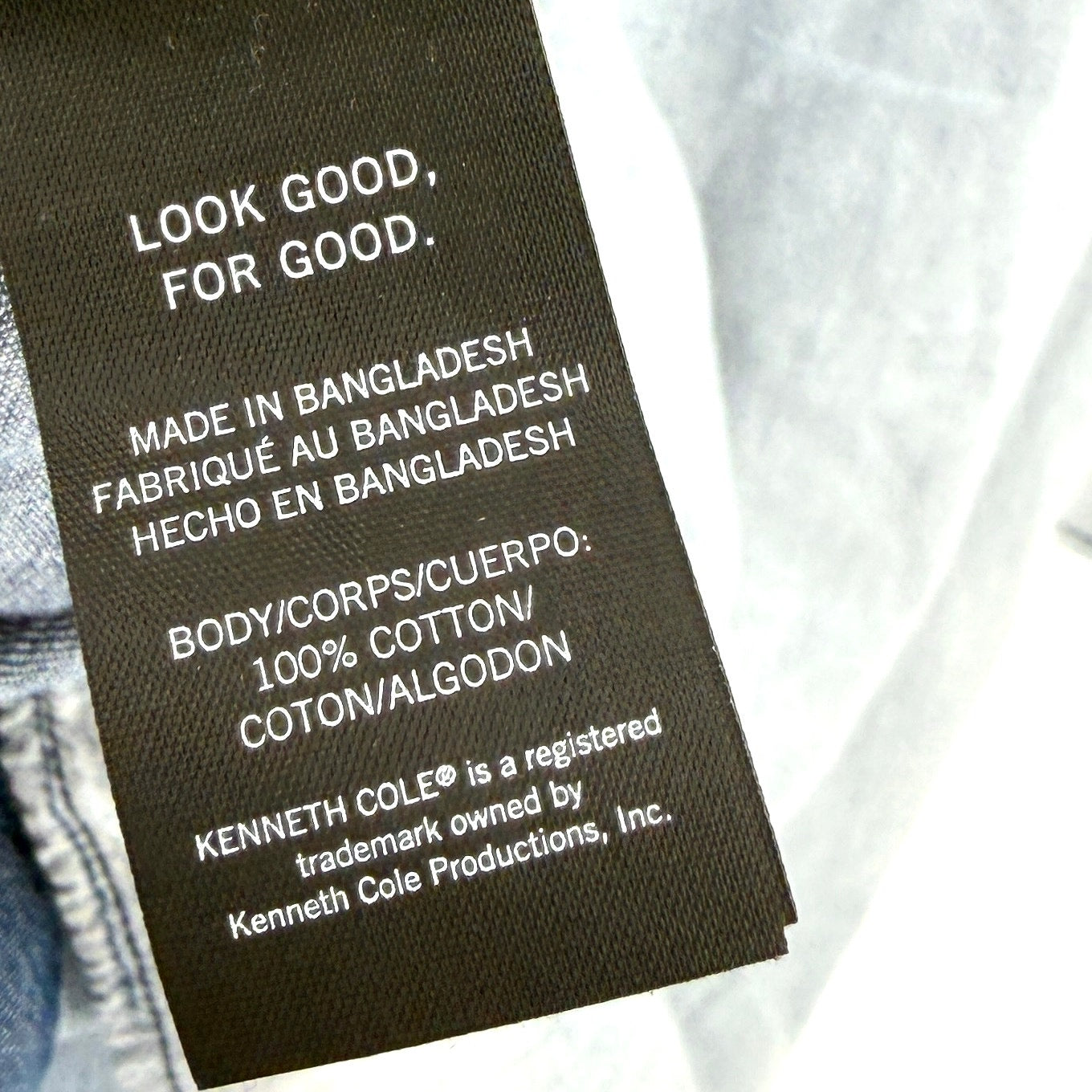 Kenneth Cole Indigo White 100% Cotton Ombre Gradient Denim Button Down Shirt