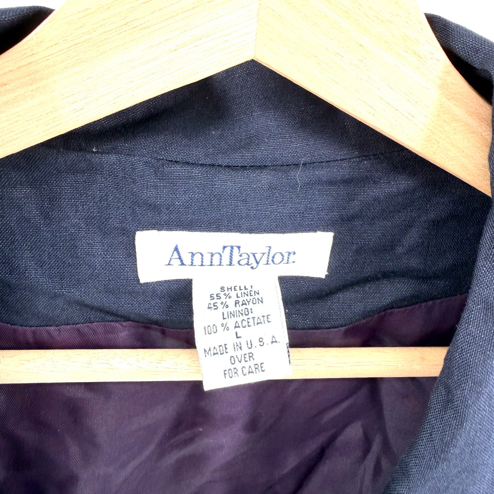 Vintage 90s Ann Taylor Navy Linen Rayon Blend Maxi Duster Coat