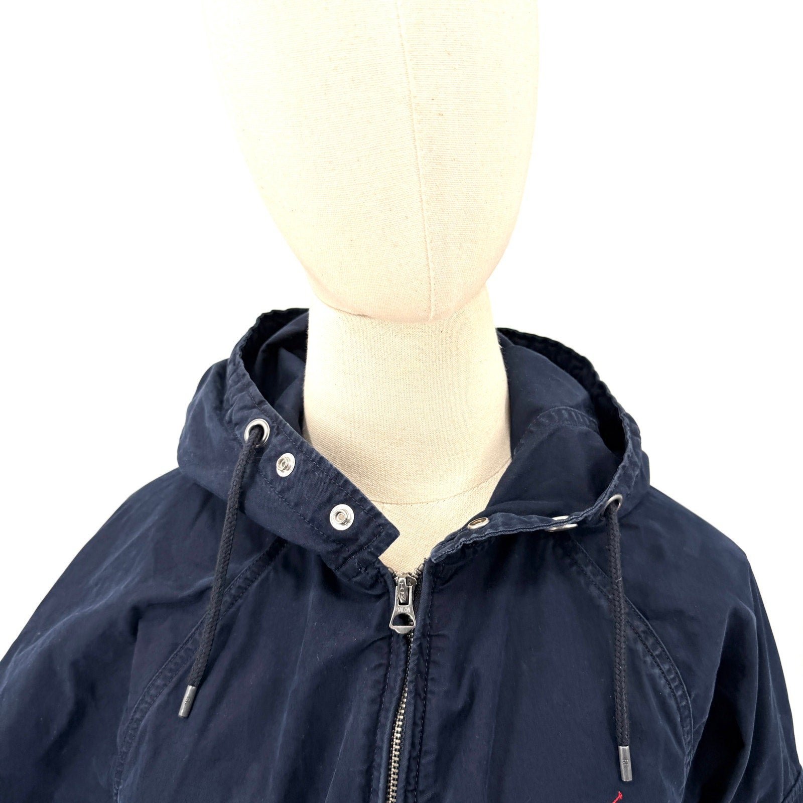 Polo Ralph Lauren Navy Blue Red Pony Logo Hooded Utility Windbreaker Jacket