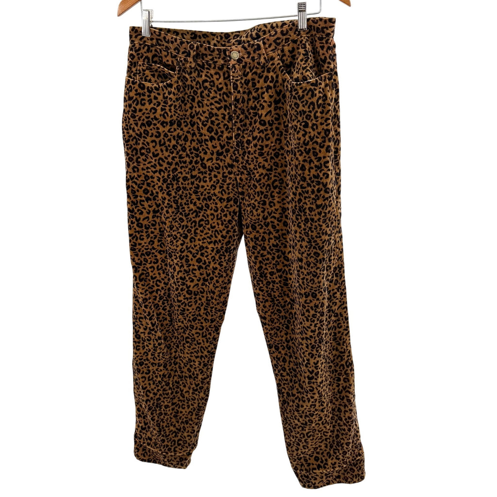 Vintage 90s Jones New York Brown 100% Cotton Velvet Leopard Jacket Pants Set