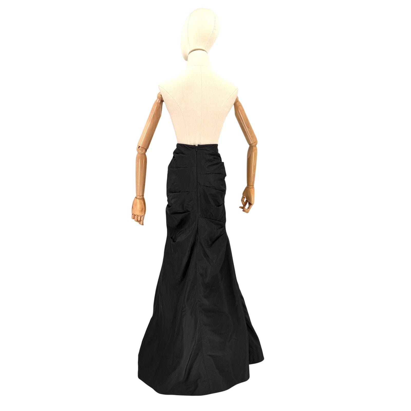 Vintage Y2K Rickie Freeman Teri Jon Black Silk Blend Ruched Skirt