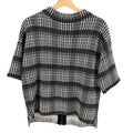 French Connection Black White Grid Plaid Zip Mock Neck Sweater Top