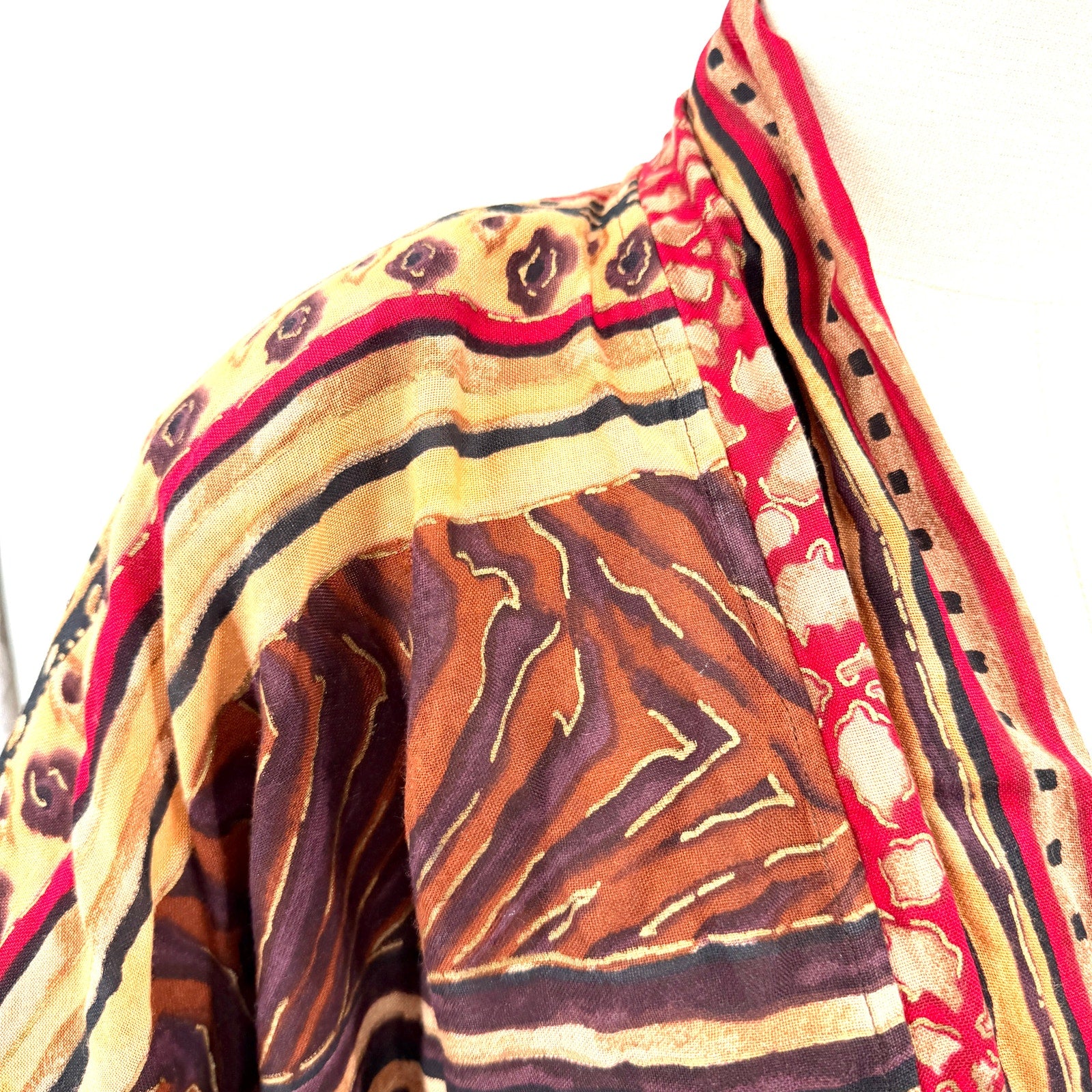 Vintage 80s Simply Heritage Tribal Leopard Print Rayon Duster Kimono