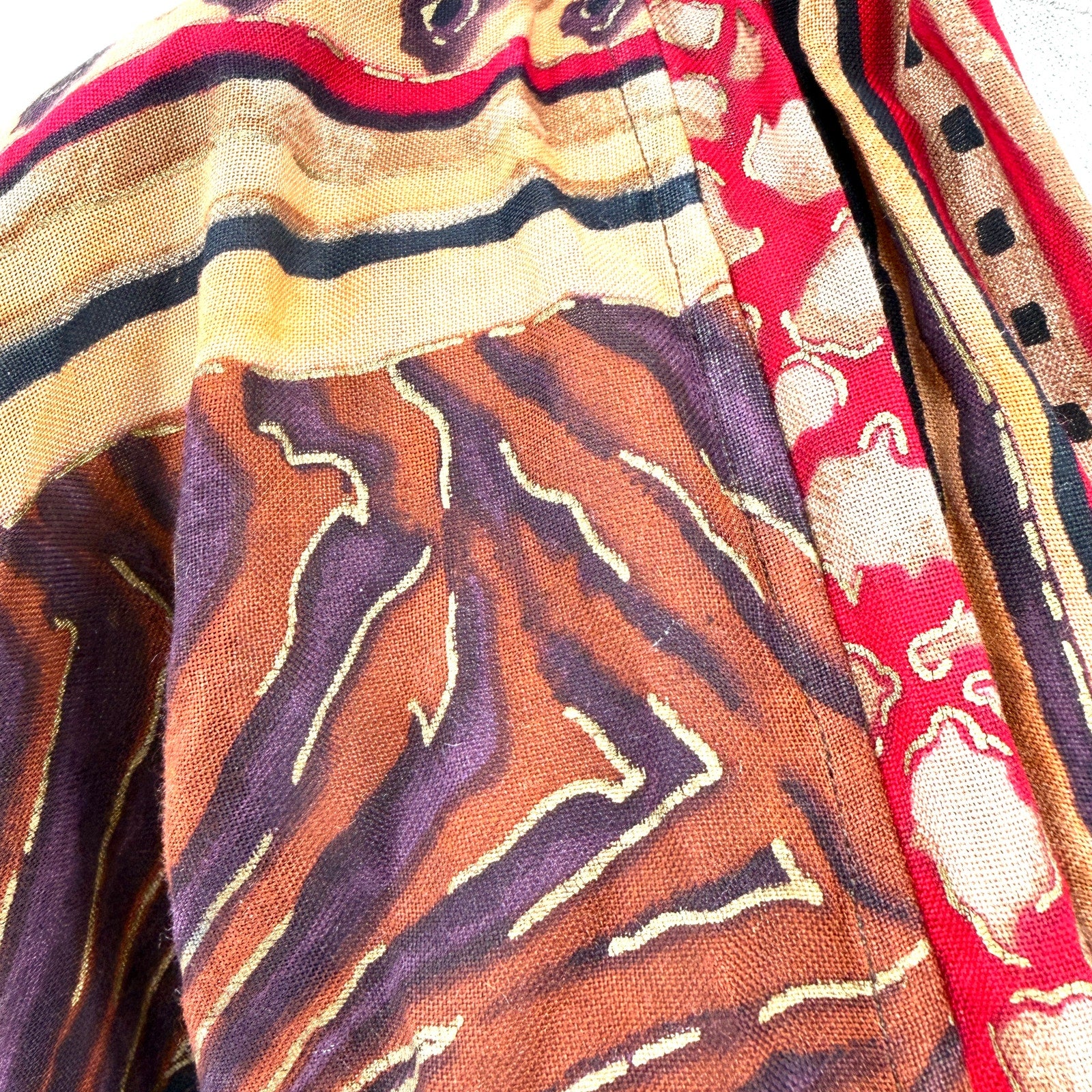 Vintage 80s Simply Heritage Tribal Leopard Print Rayon Duster Kimono