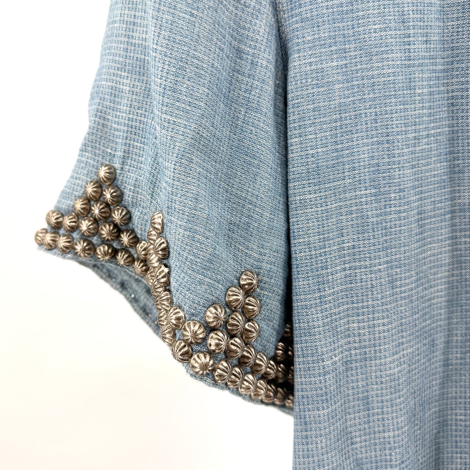 Vintage 90s Double D Ranch Indigo 100% Cotton Studded Maxi Dress