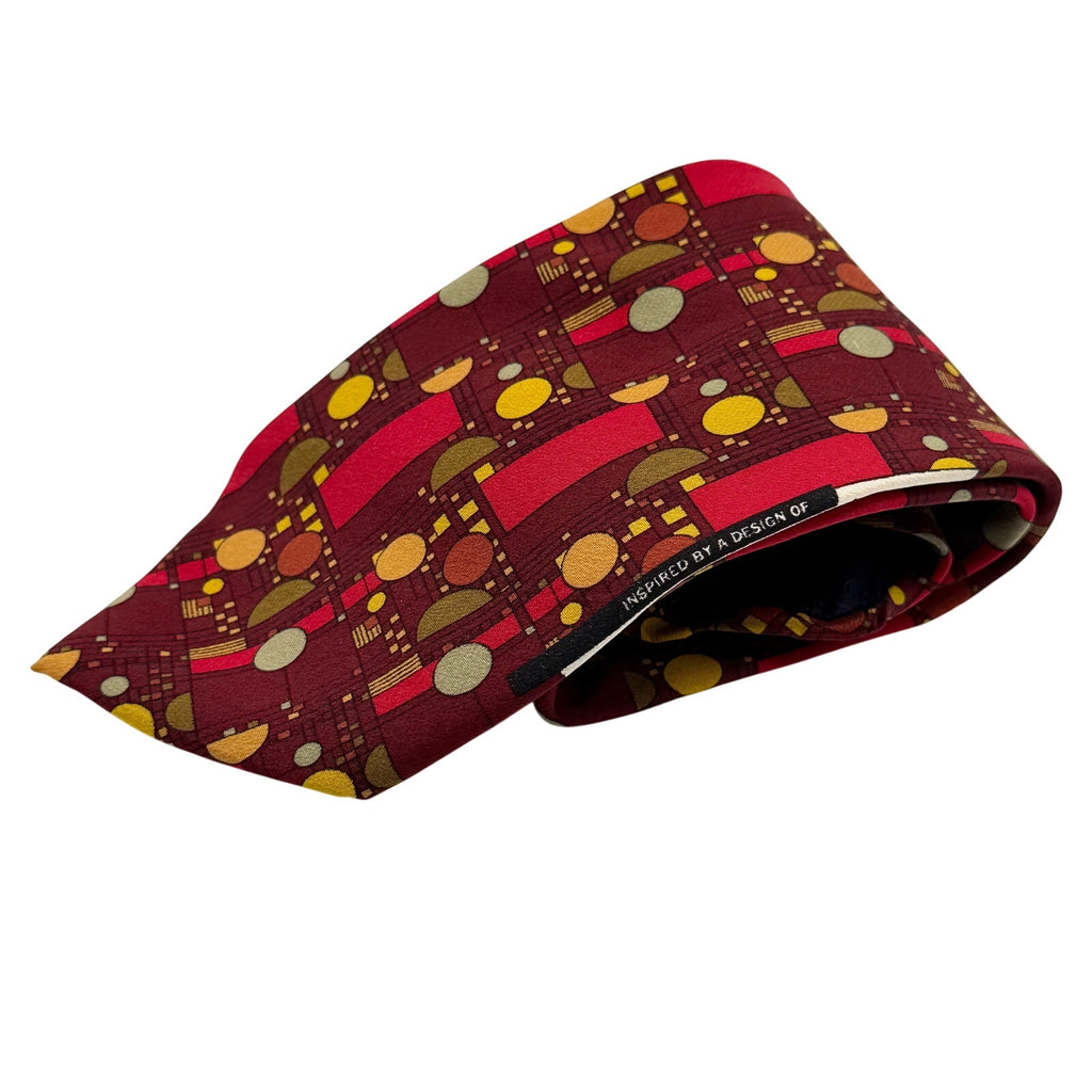 Vintage 90s Frank Lloyd Wright Silk Maroon Coonley Confetti Necktie
