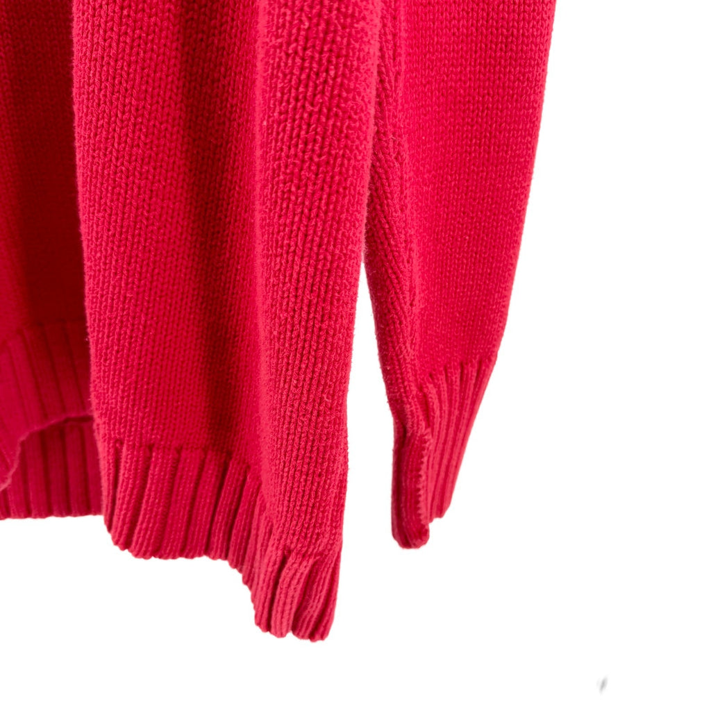 Vintage 90s Lauren Ralph Lauren Red 100% Cotton V-Neck Chunky Knit Sweater
