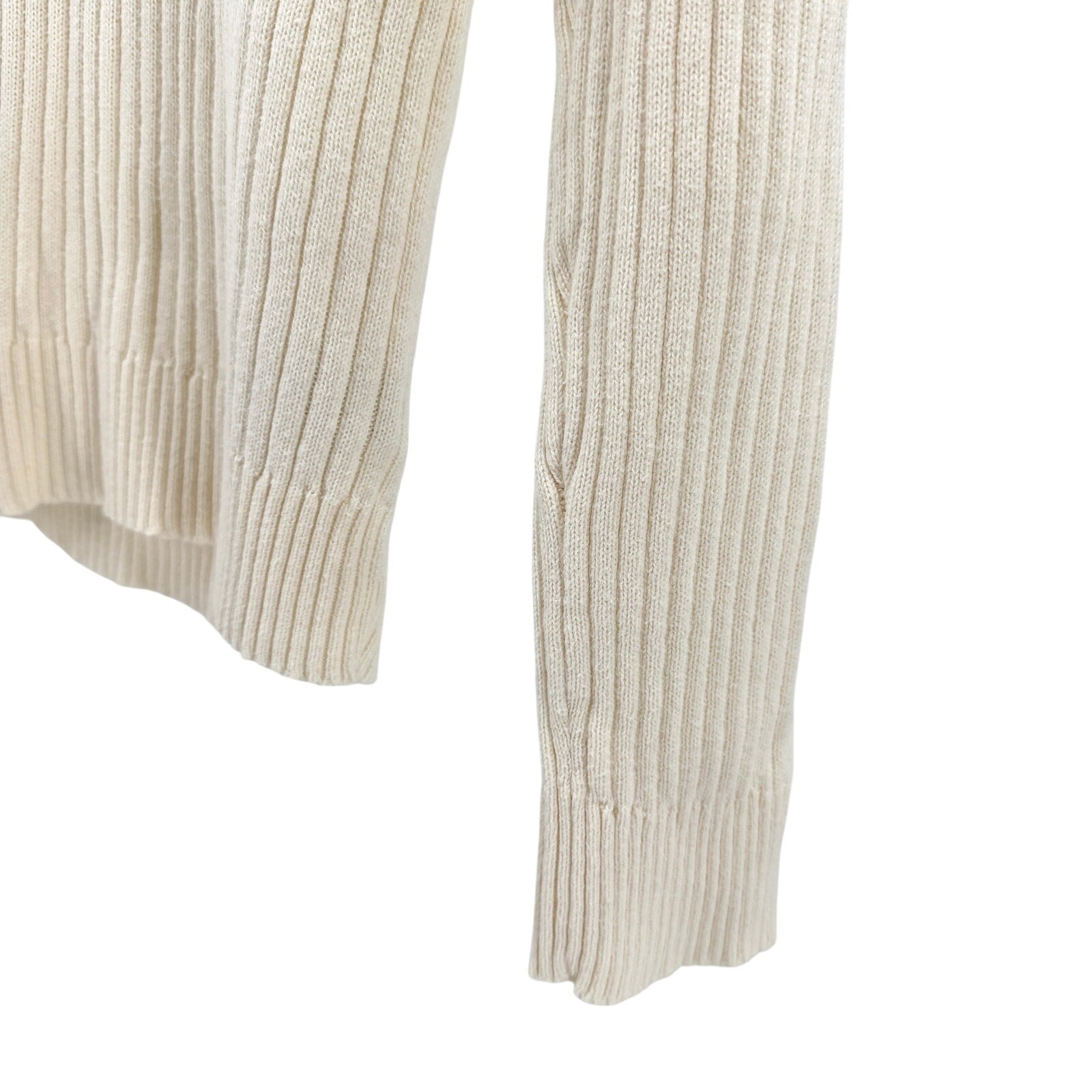 Lauren Ralph Lauren Cream 100% Cotton Ribbed Clasp Sailor Collar Sweater