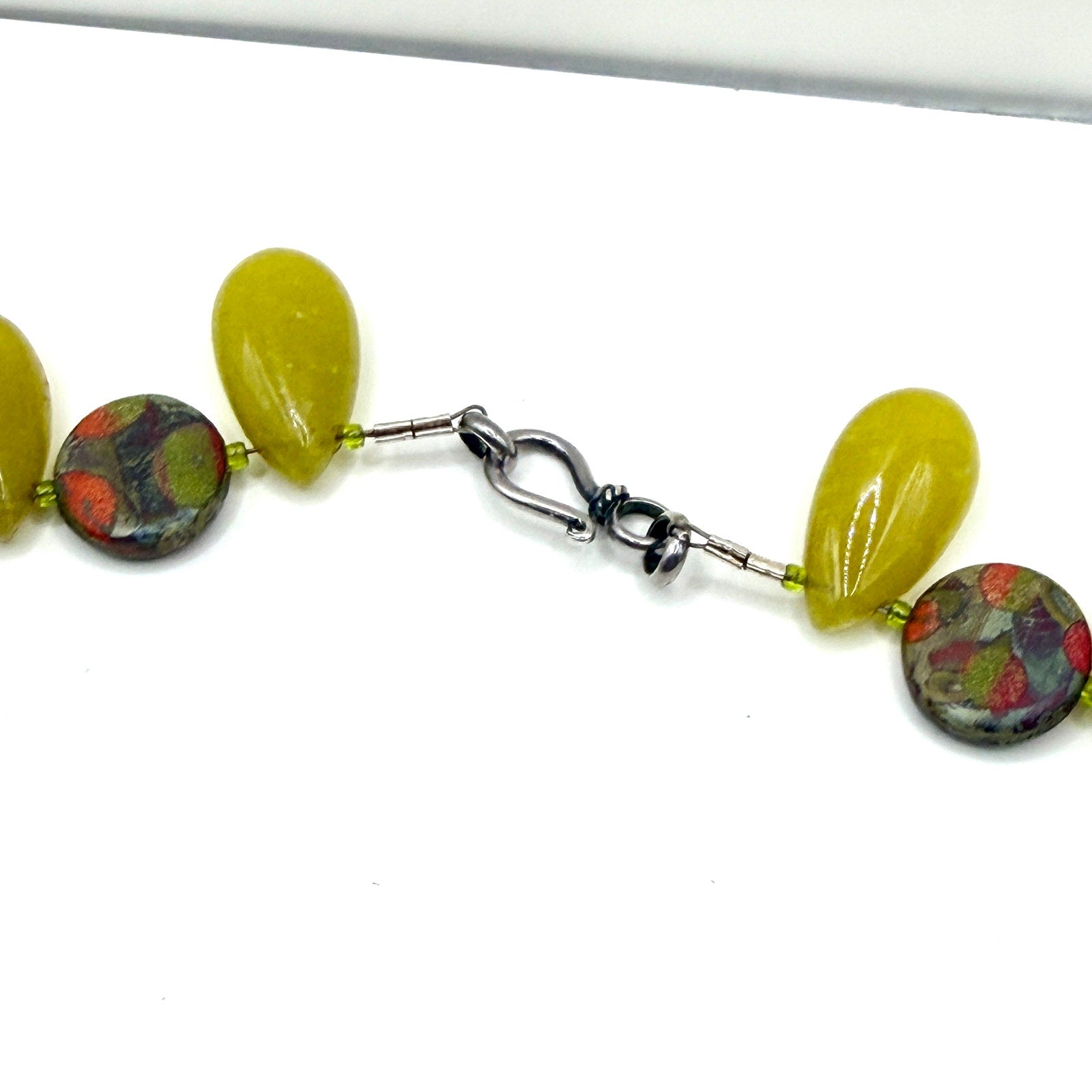 Vintage Tibetan Yellow Jasper Monkey Dragon Vein Agate Pendant Necklace