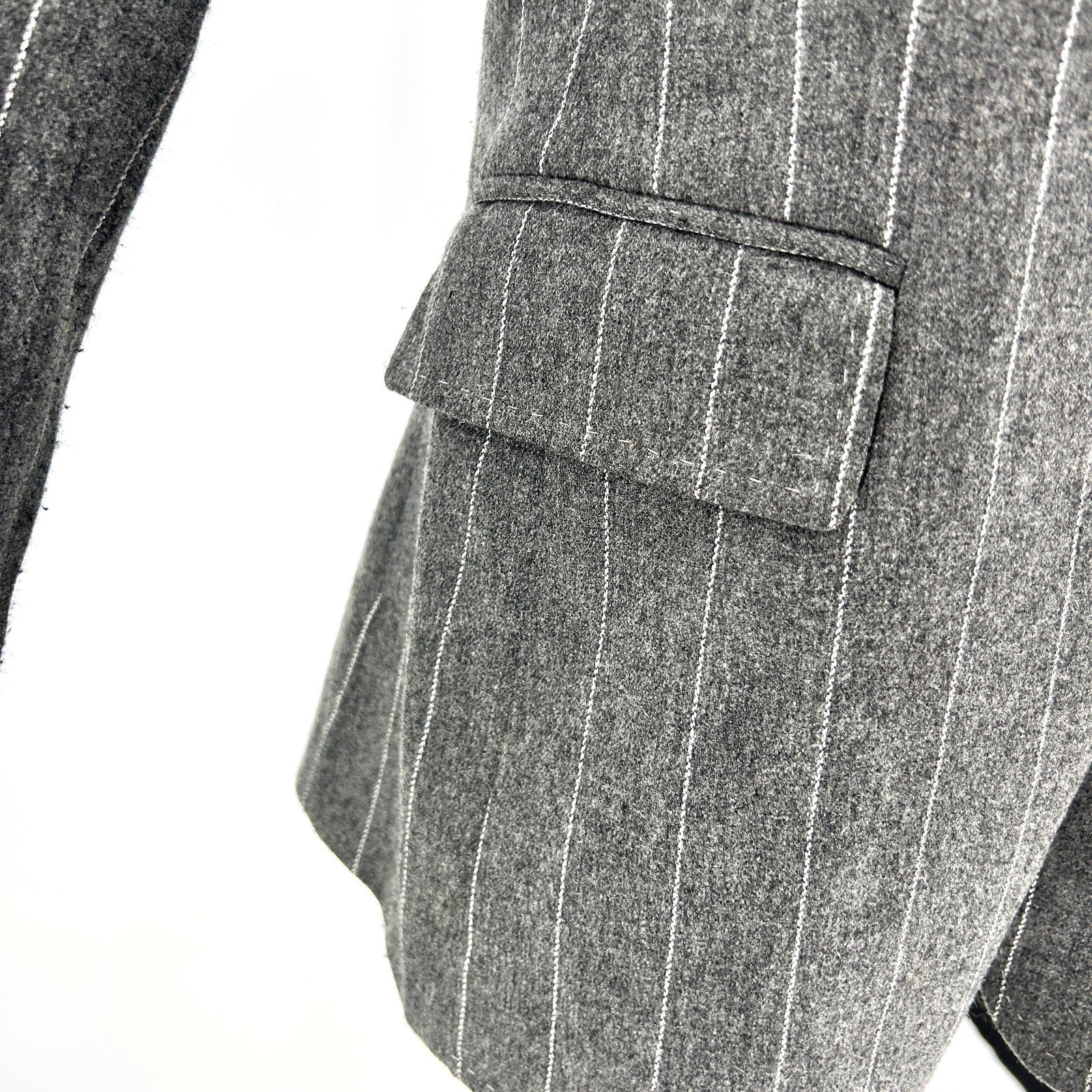 Hilfiger Gray Silver Metallic Pinstripe Wool Blend Two Button Blazer