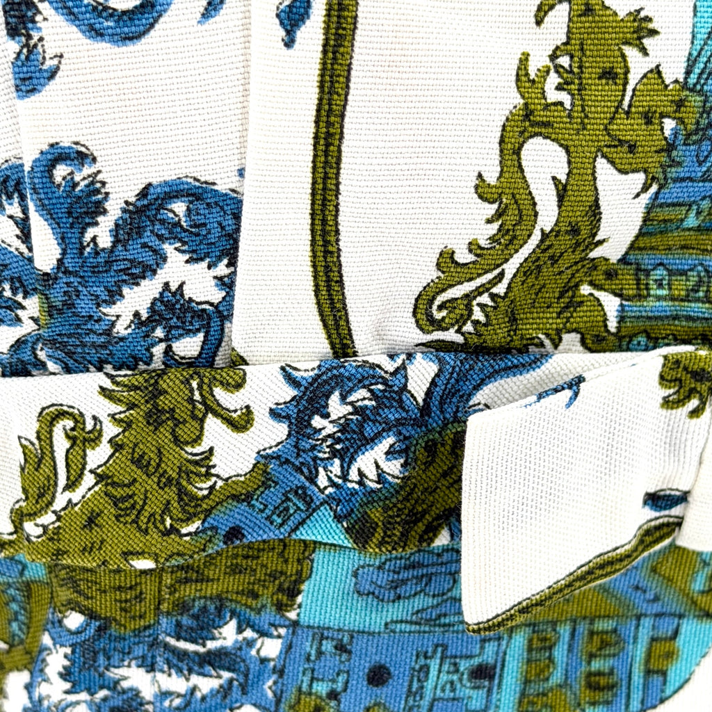 Vintage 60s Custom Made White Blue Crest Portrait Collar Mini Dress