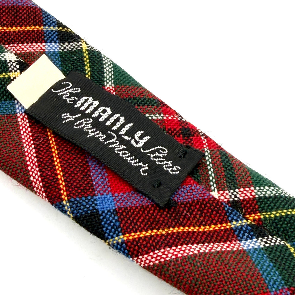 MINT Vintage 80s London 400 100% Wool Red Green Tartan Necktie