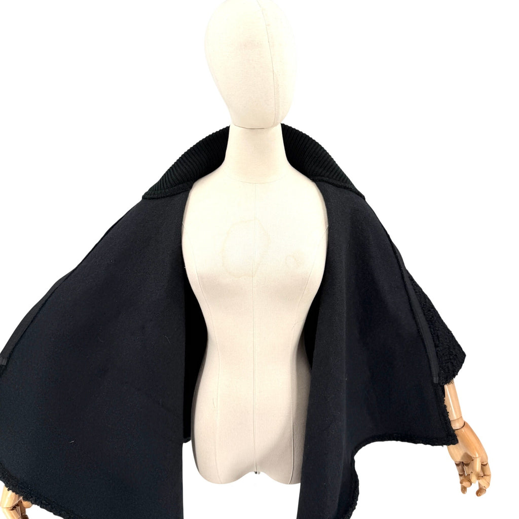 Canada Weather Gear Black Boucle Minimalist Zip Front Collar Cape Jacket