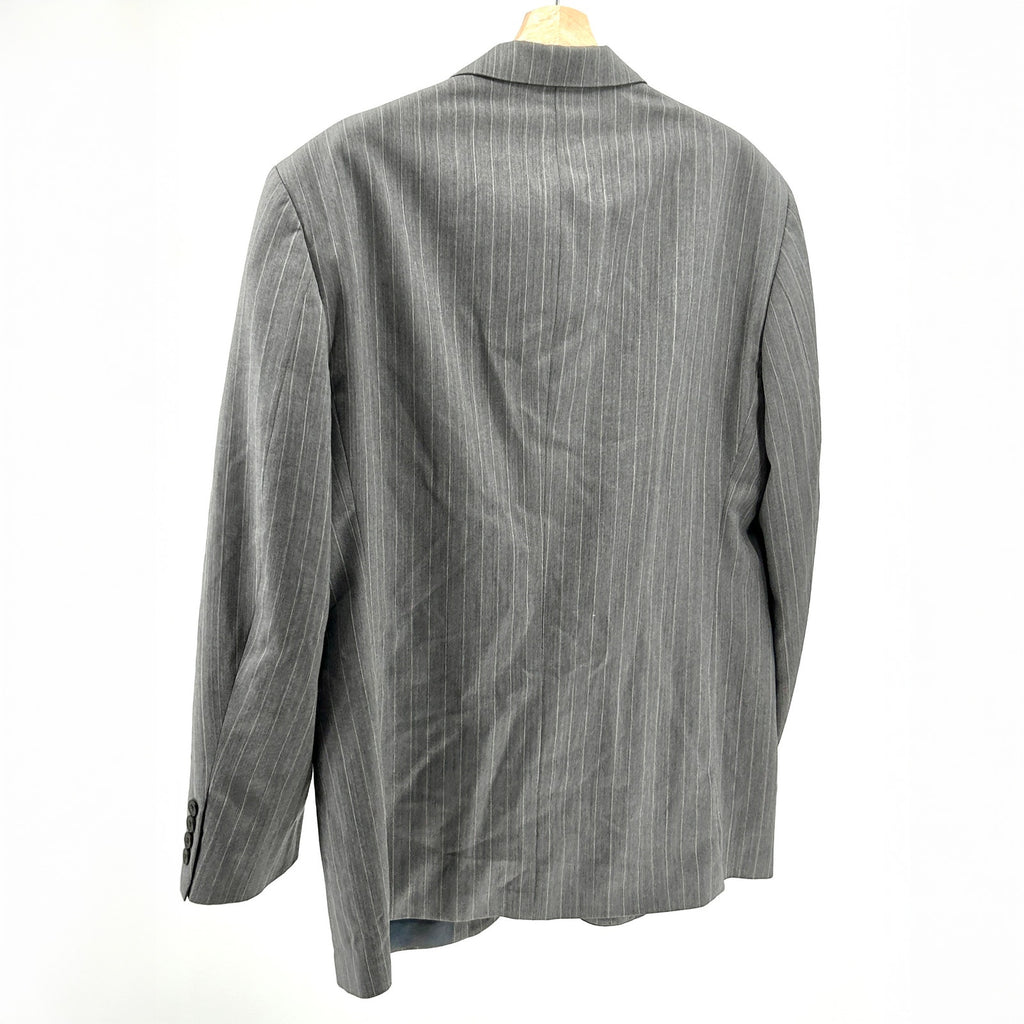 Vintage Y2K Oscar de la Renta Grey Pinstripe 100% Wool Three-Button Blazer