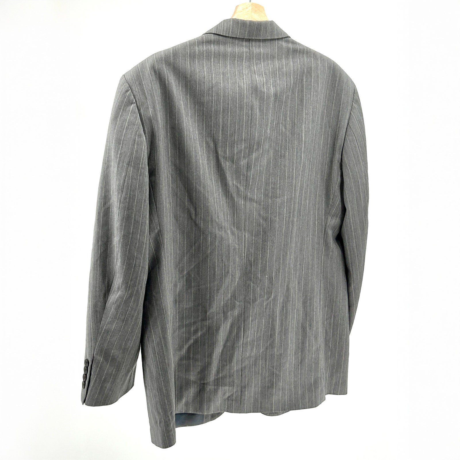 Vintage Y2K Oscar de la Renta Grey Pinstripe 100% Wool Three-Button Blazer