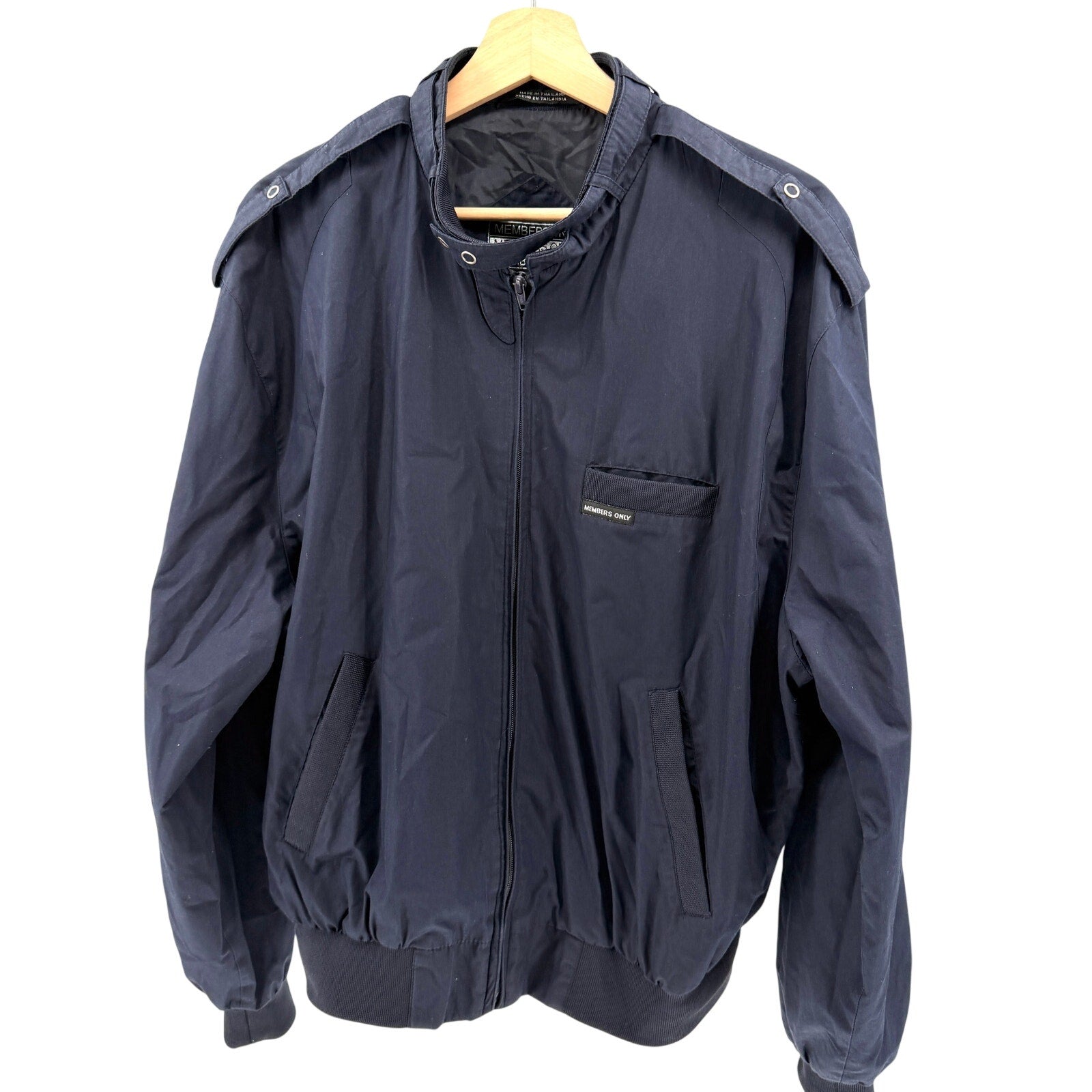 Vintage 80s Members Only Navy Blue Iconic Racer Jacket