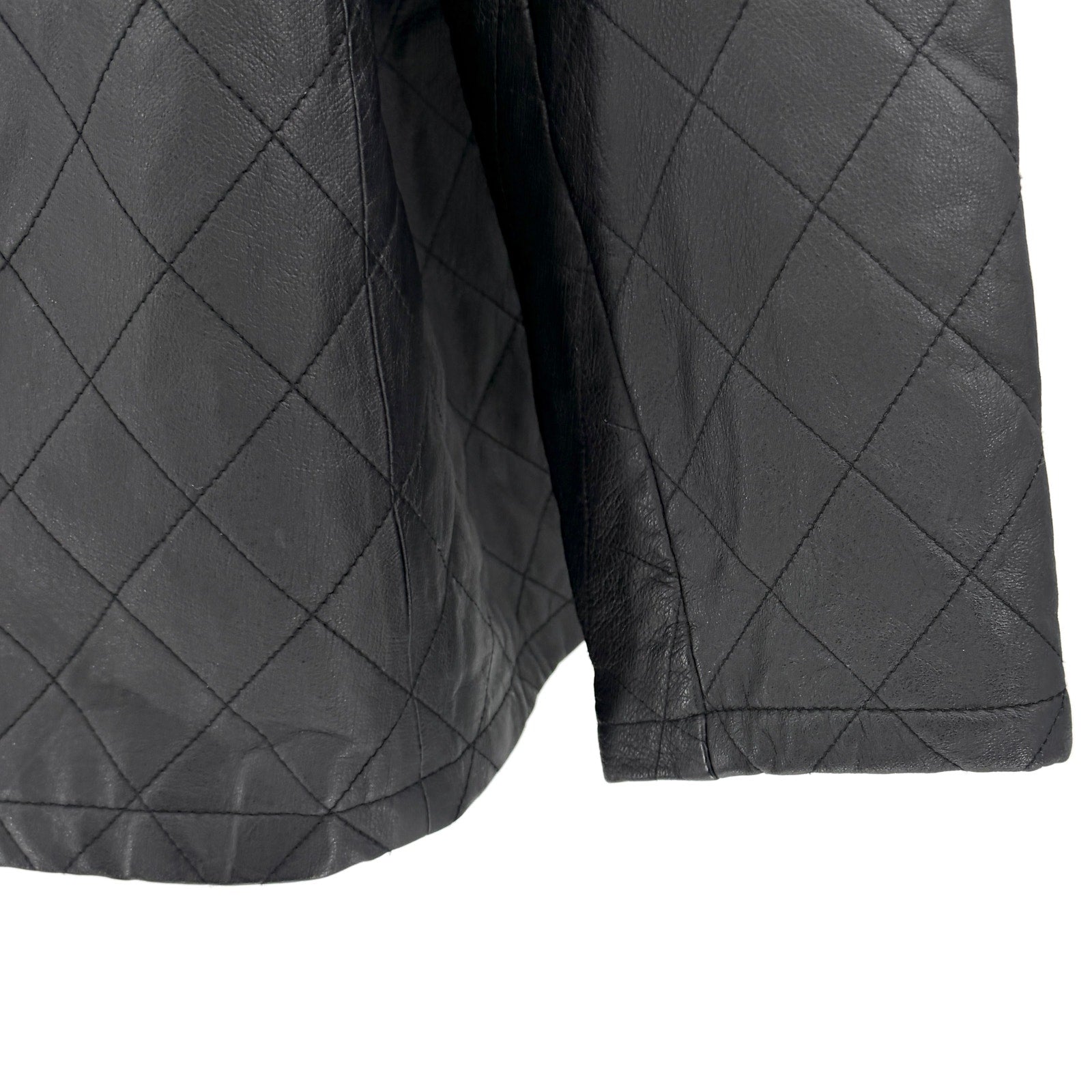 Dialogue Black Genuine Leather Quilted Silver Toggle Button Jacket