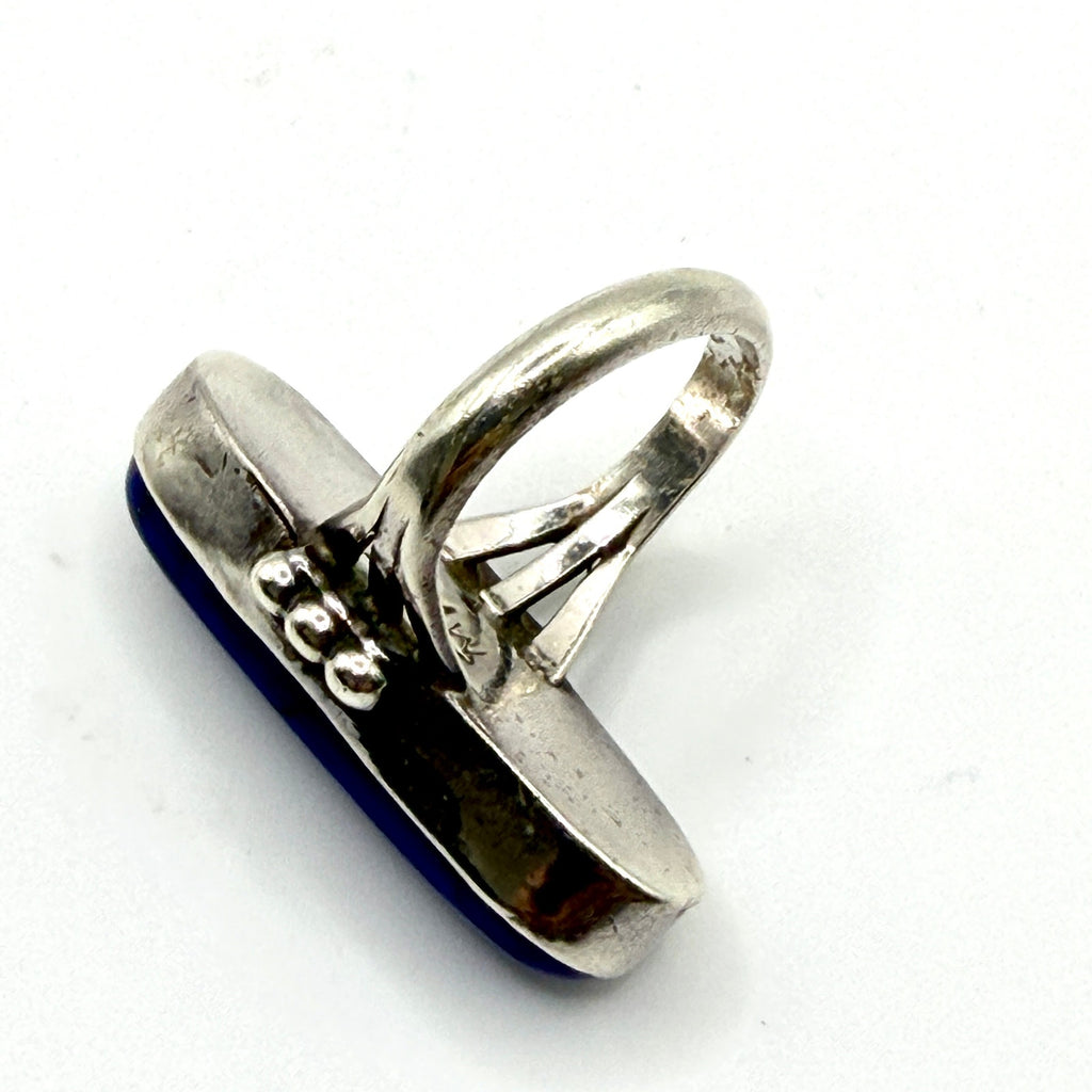 Vintage 90s DMW Sterling Silver Lapis Lazuli Southwestern Split Shank Ring