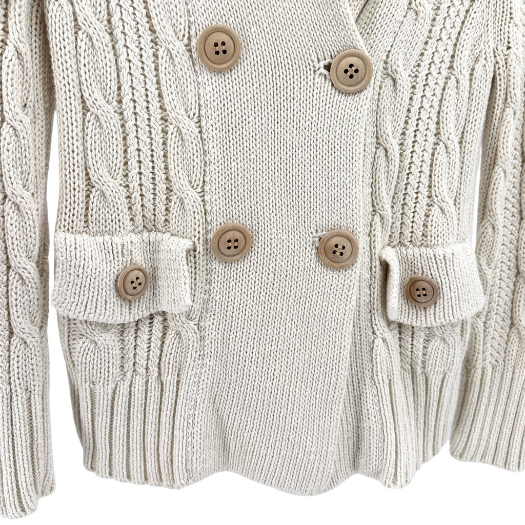 Vintage Y2K J.Crew Cream Cable Knit Shawl Collar Double-Breasted Cardigan