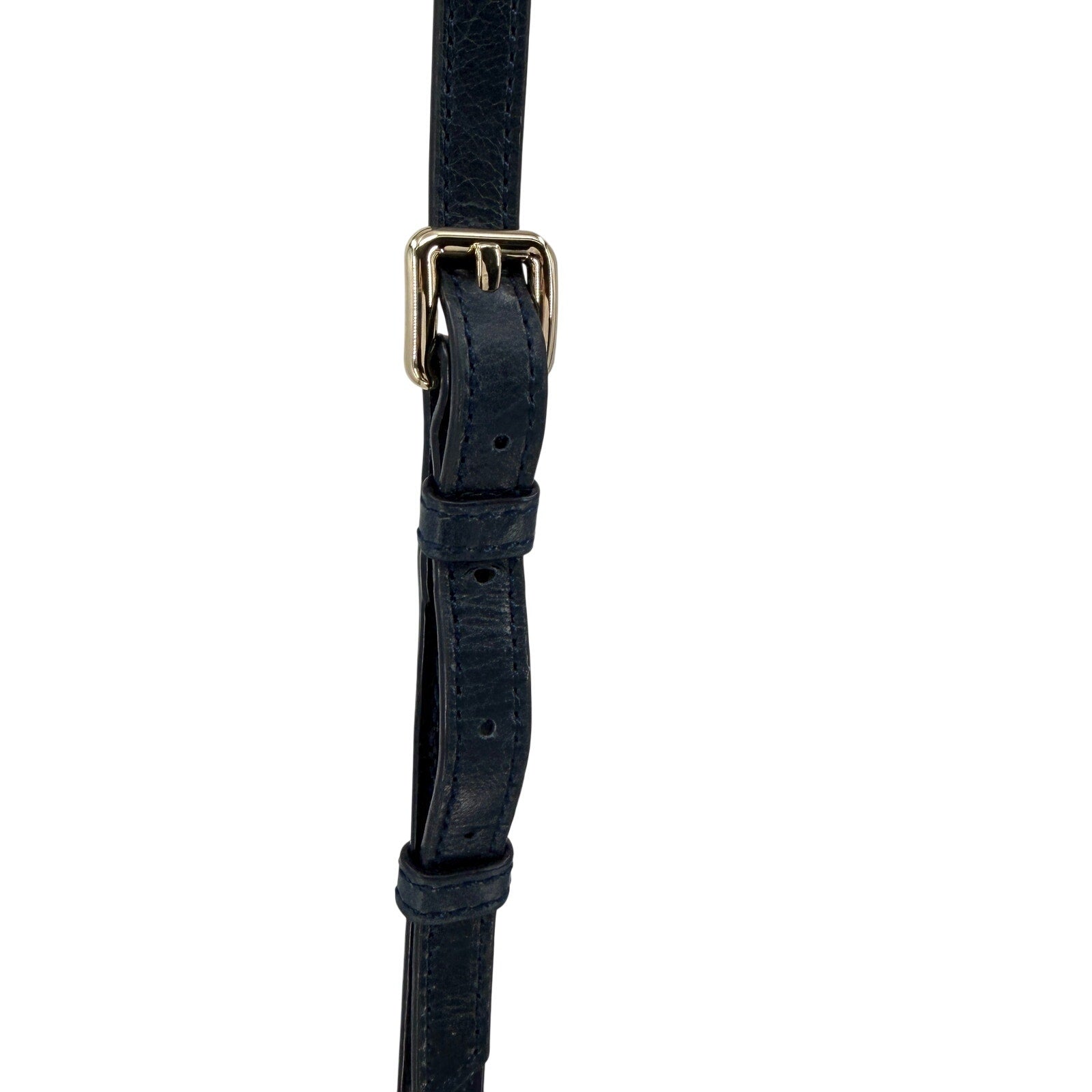 Cole Haan Navy Blue Genuine Leather Minimalist Push Lock Satchel Crossbody Bag