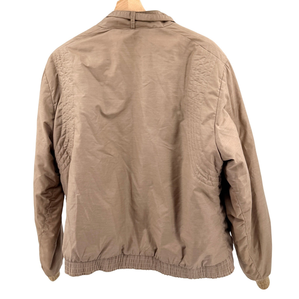 Vintage 80s Cooper Tan Cafe Racer Full Zip Quilted Lined Bomber Jacket