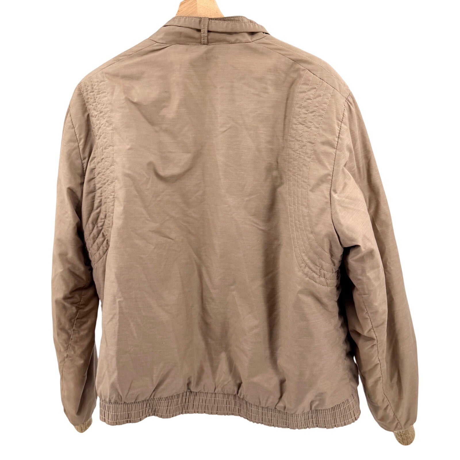 Vintage 80s Cooper Tan Cafe Racer Full Zip Quilted Lined Bomber Jacket