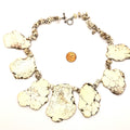 Vintage 90s White Buffalo Stone Large Slab Statement Collar Toggle Necklace