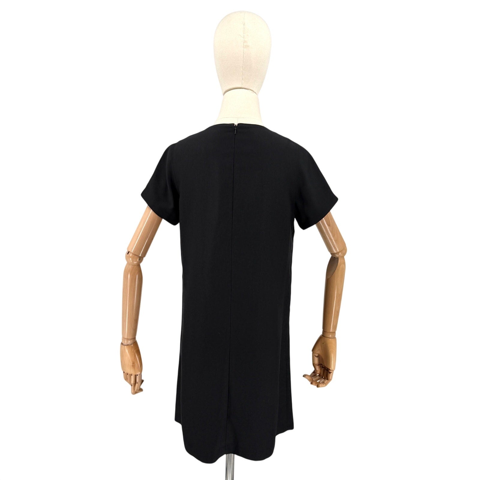 Vintage Y2K Karta Black Jeweled Neckline Short Sleeve Mini Dress