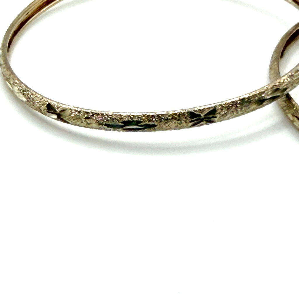 Vintage 90s Diamond Cut Textured Sterling Silver Extra Large Hoop Earrings
