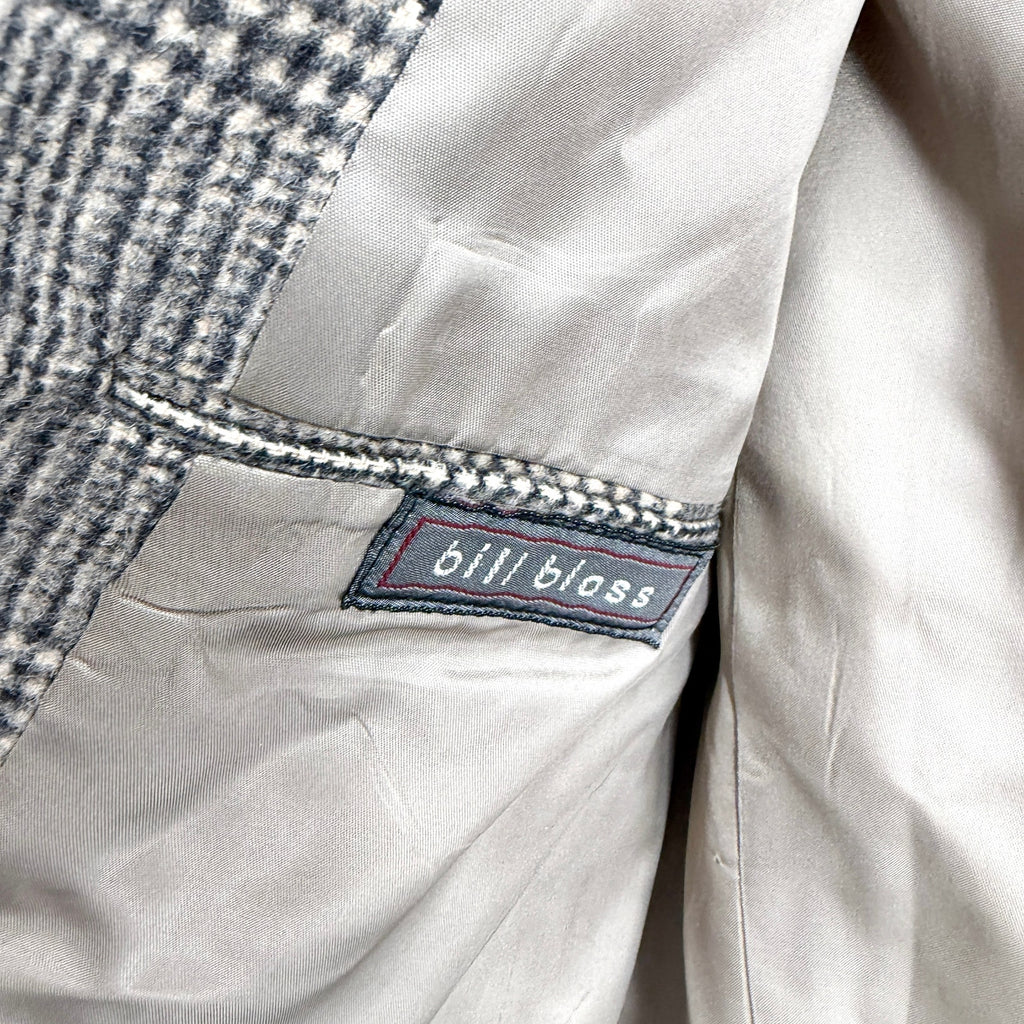 Vintage 80s Bill Blass Beige Black Plaid 100% Camel Hair Preppy Blazer