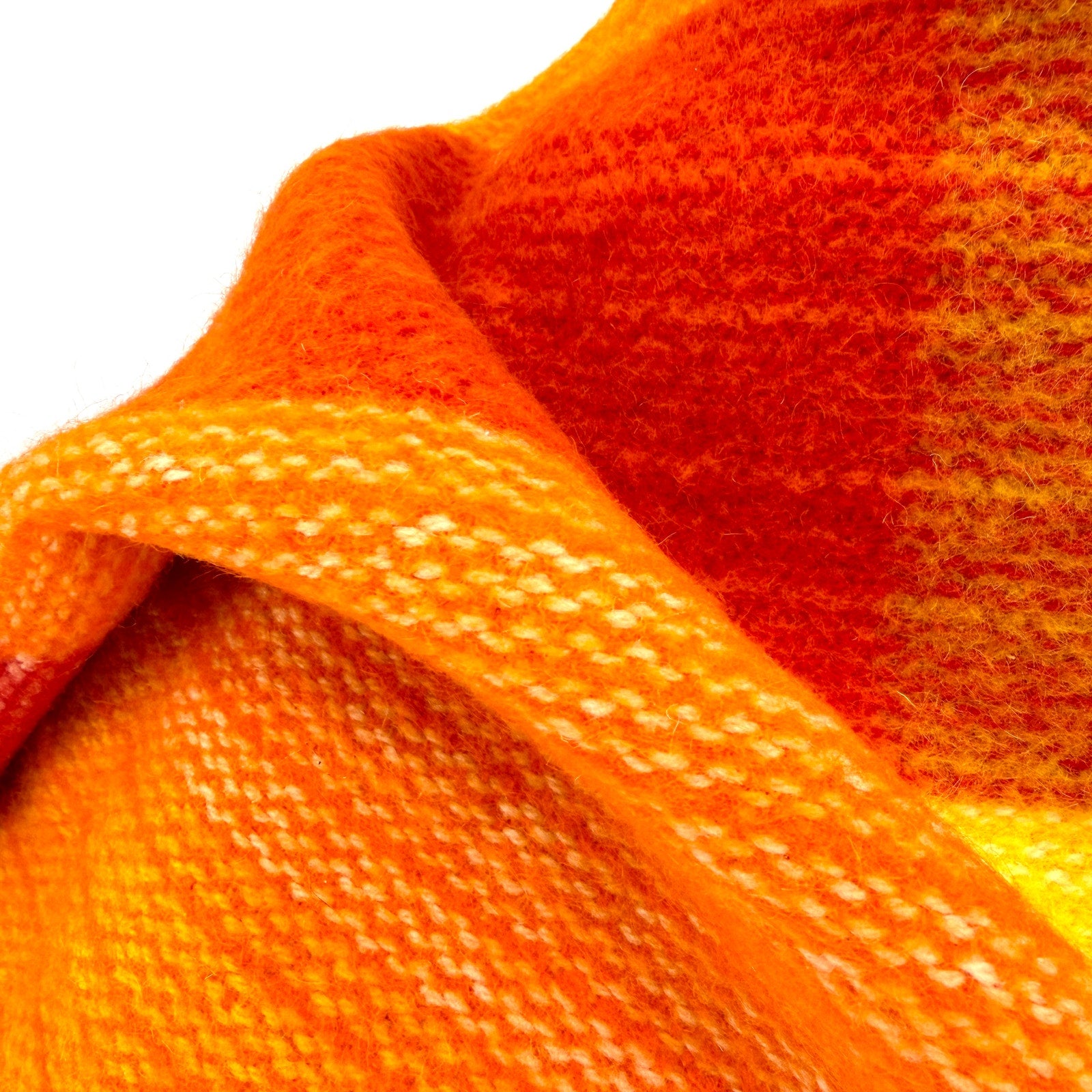 Vintage 60s Colombia S.A. Red Orange 100% Wool Plaid Ruana Poncho