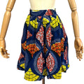 Handmade Nigeria Ankara Wax Print Blue Yellow 100% Cotton Geometric Mini Skirt