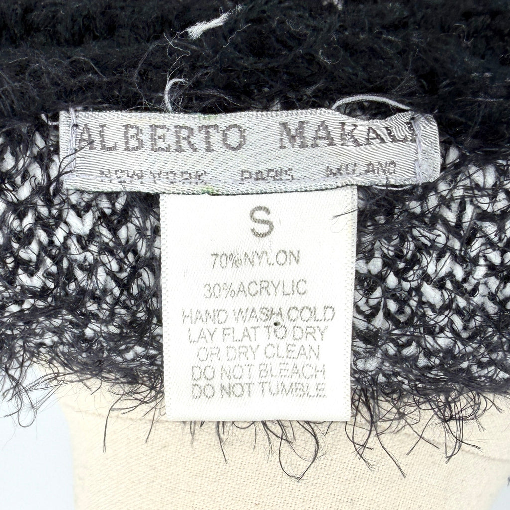 Vintage Y2K Alberto Makali Black White Studded Eyelash Knit Cardigan