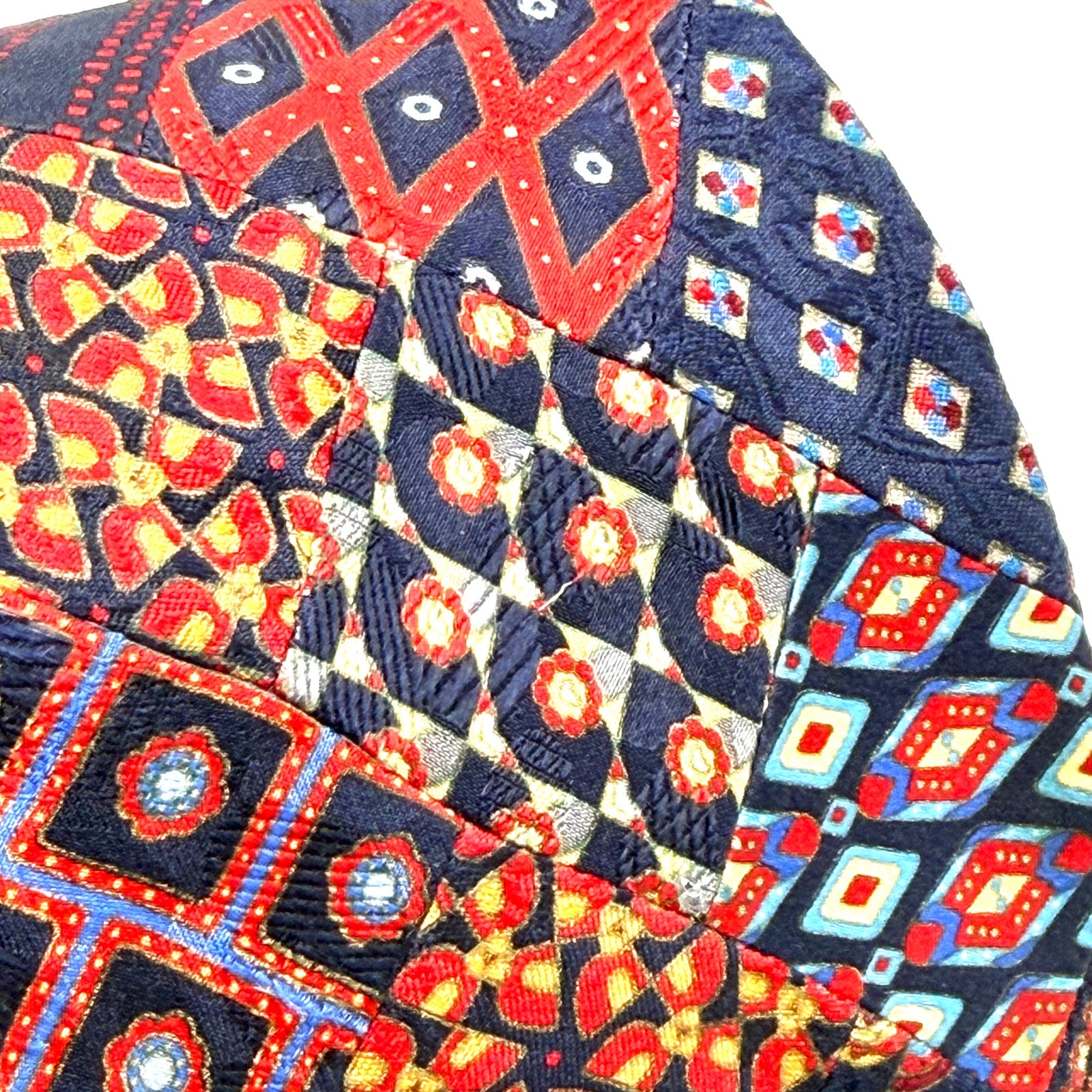 Vintage 90s Stefano Ricci Navy Red 100% Silk Patchwork Geometric Luxury Necktie