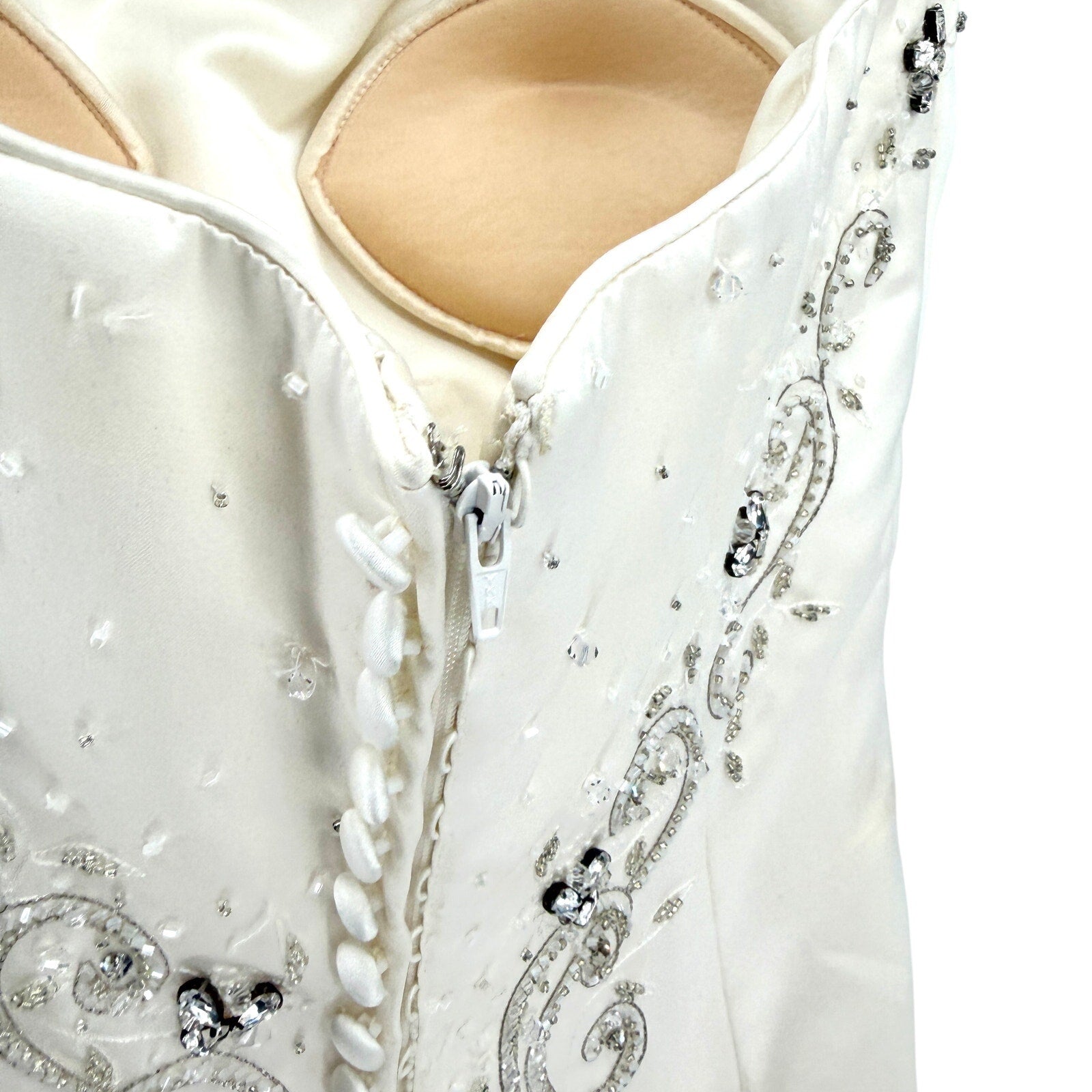 Vintage Y2K Maggie Sottero Couture Ivory Beaded Strapless Wedding Dress