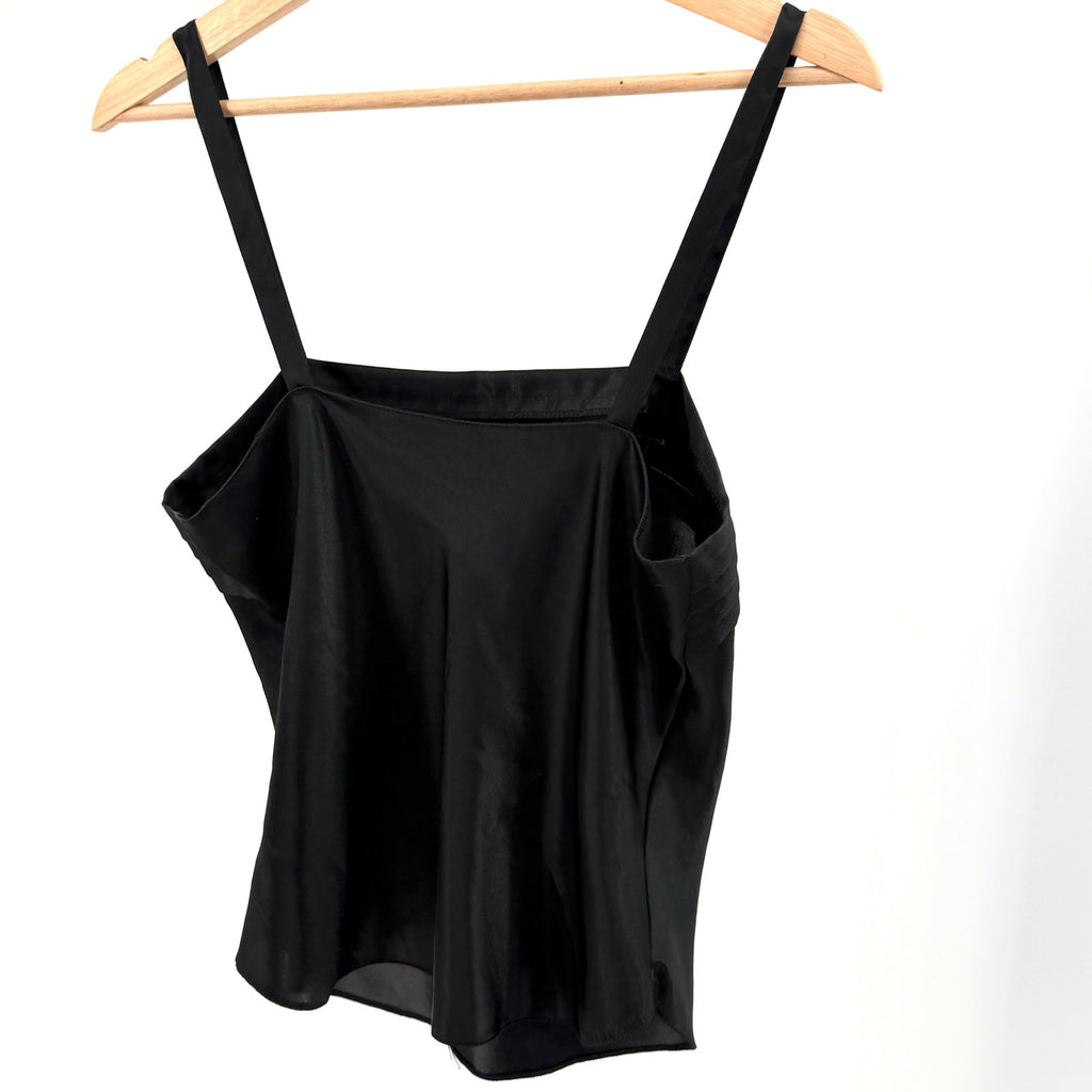 Vintage 80s Lucie Ann II Black Pleated Bodice Satin Camisole Top