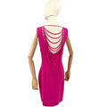 Vintage 90s Nicole Miller Hot Pink Draped Strappy Back Mini Dress