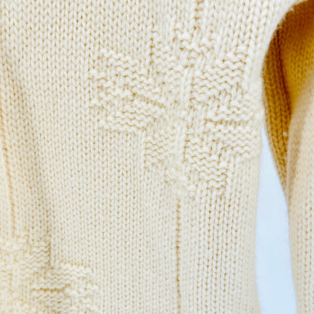 Vintage 70s Allen Solly Cream 100% Wool Cable Knit Fisherman Sweater