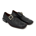 Vintage 90s Sergio Rossi Black Genuine Leather Square Toe Buckle Shoes