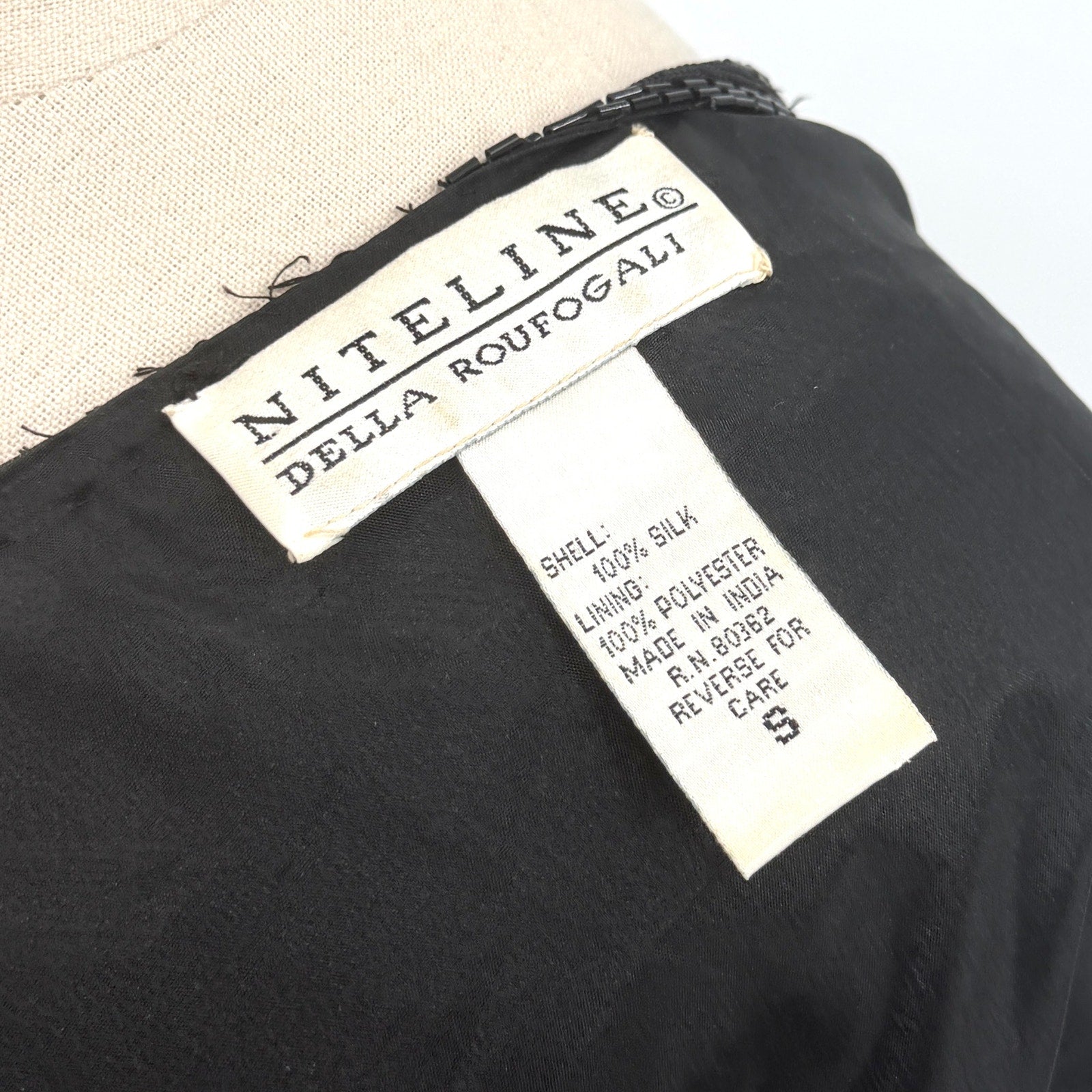 Vintage 90s Niteline Della Roufogali 100% Silk Heavy Beaded Cropped Jacket