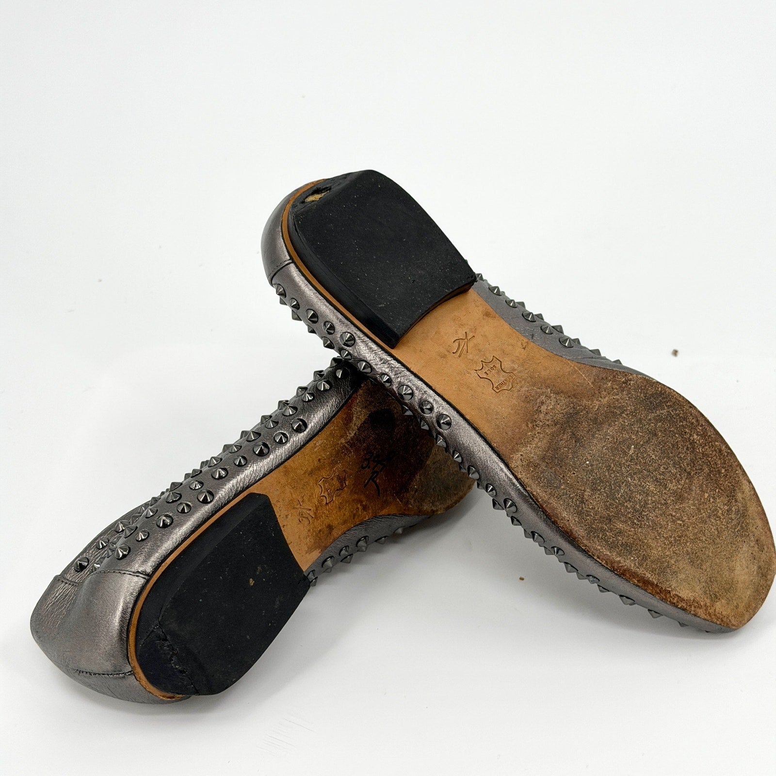Kenneth Cole Gunmetal Silver Studded Leather Hard Time Loafers