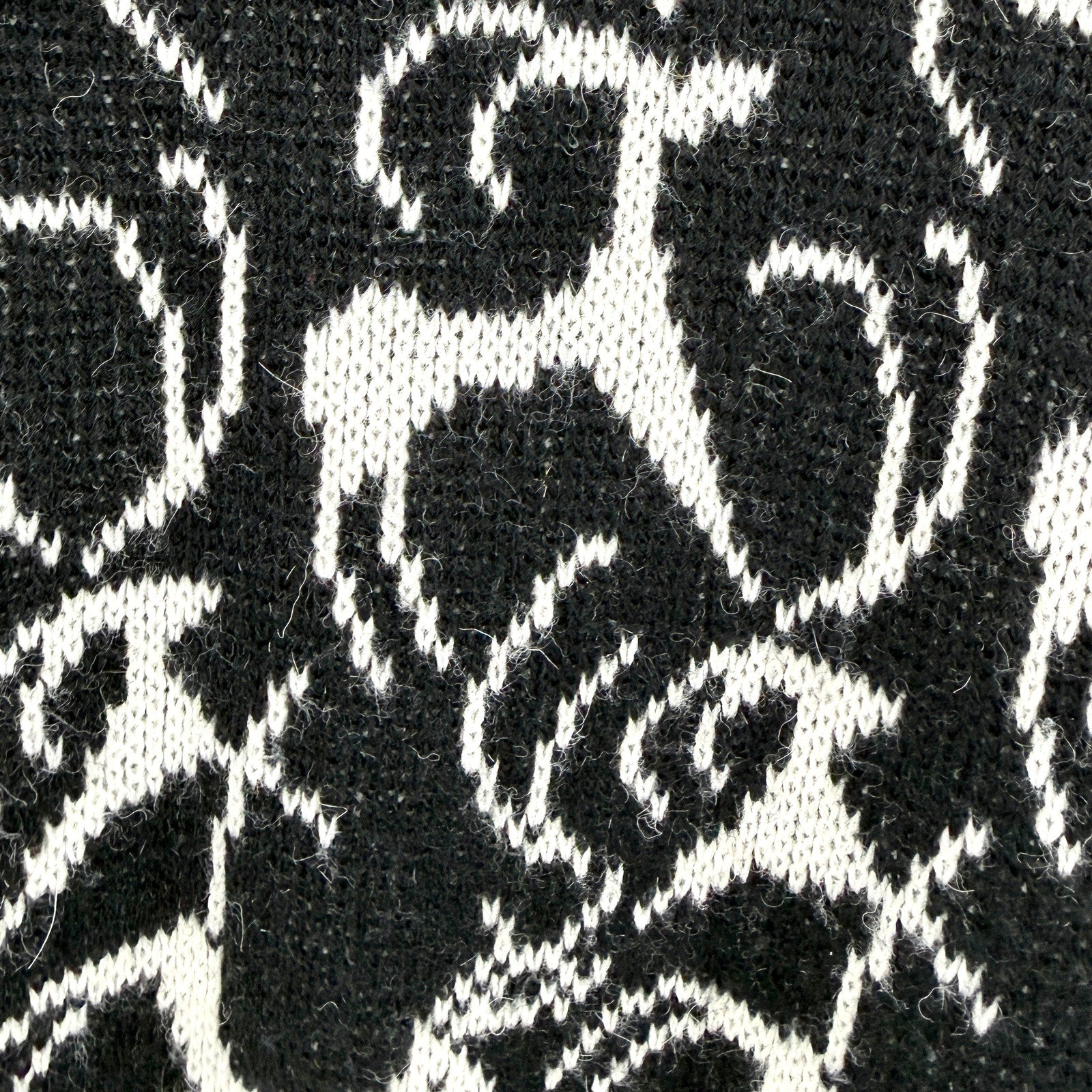 Vintage 80s Benetton Black White 100% Wool Reindeer Motif Crew Neck Sweater