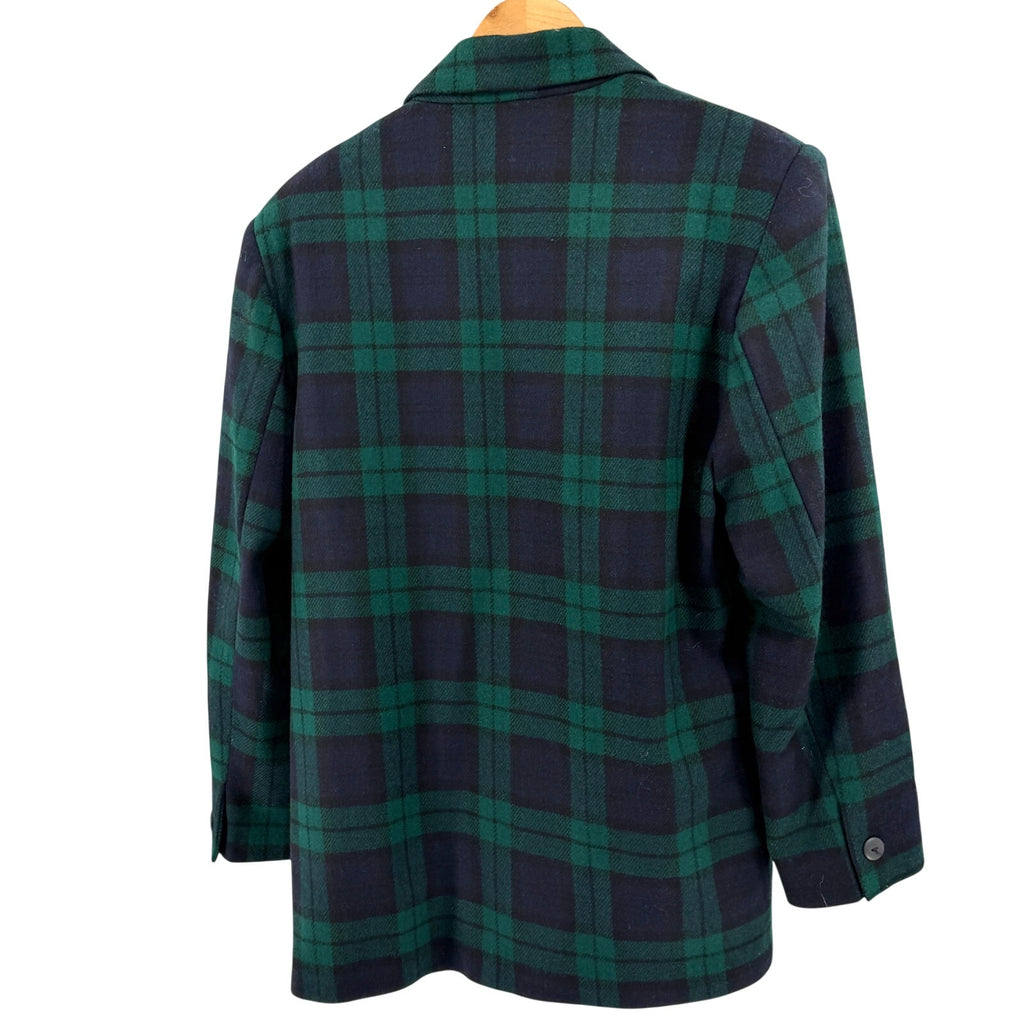 Vintage 90s Donnybrook Navy Green Black Watch Tartan Blazer